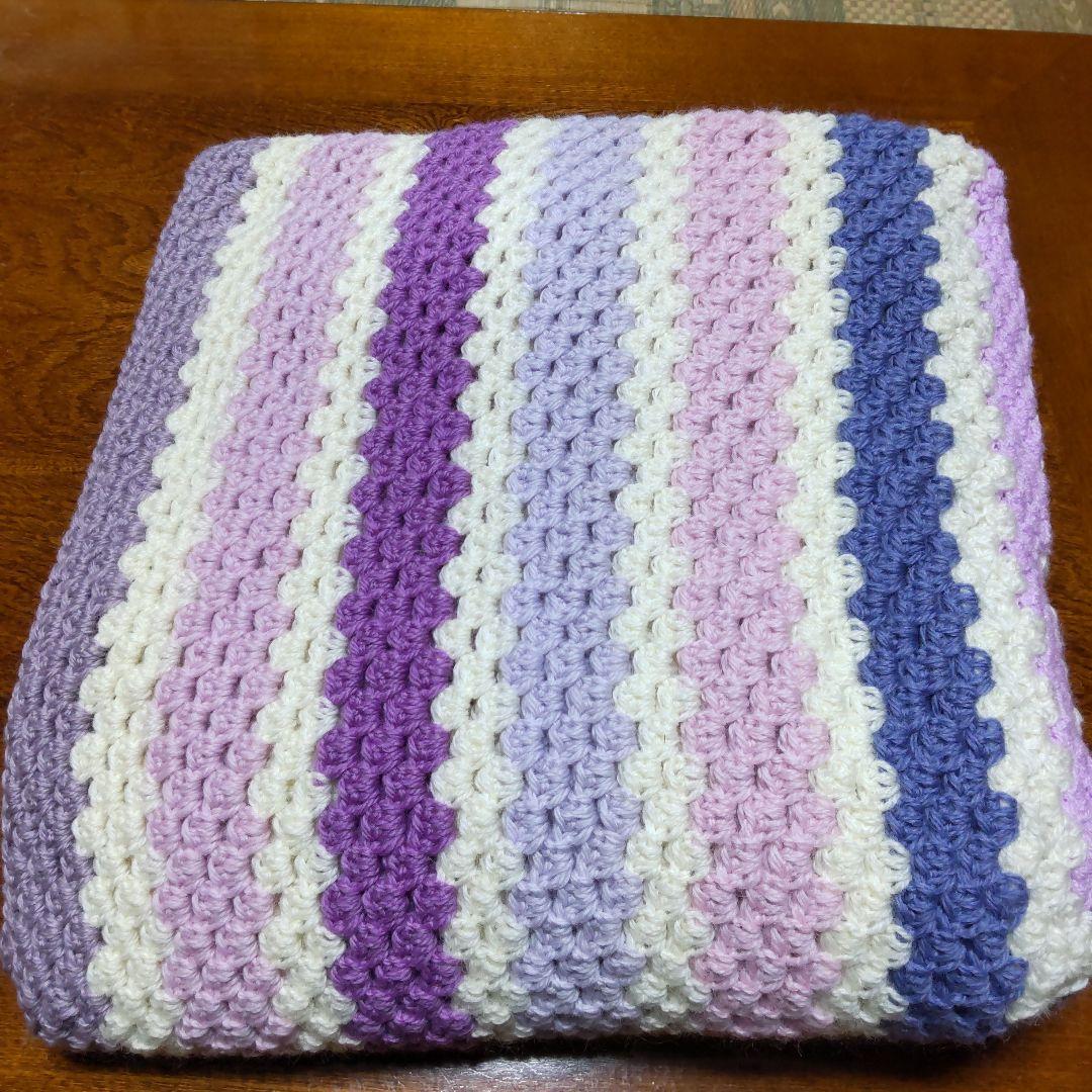 手編みグラニー編みこたつ&ベット&ソファーカバーサイズ約195×175淡い色系