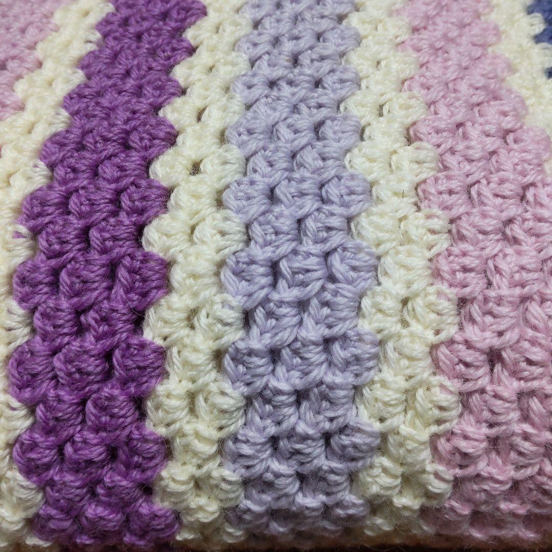 手編みグラニー編みこたつ&ベット&ソファーカバーサイズ約195×175淡い色系