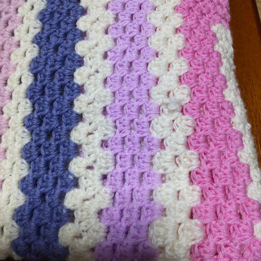 手編みグラニー編みこたつ&ベット&ソファーカバーサイズ約195×175淡い色系