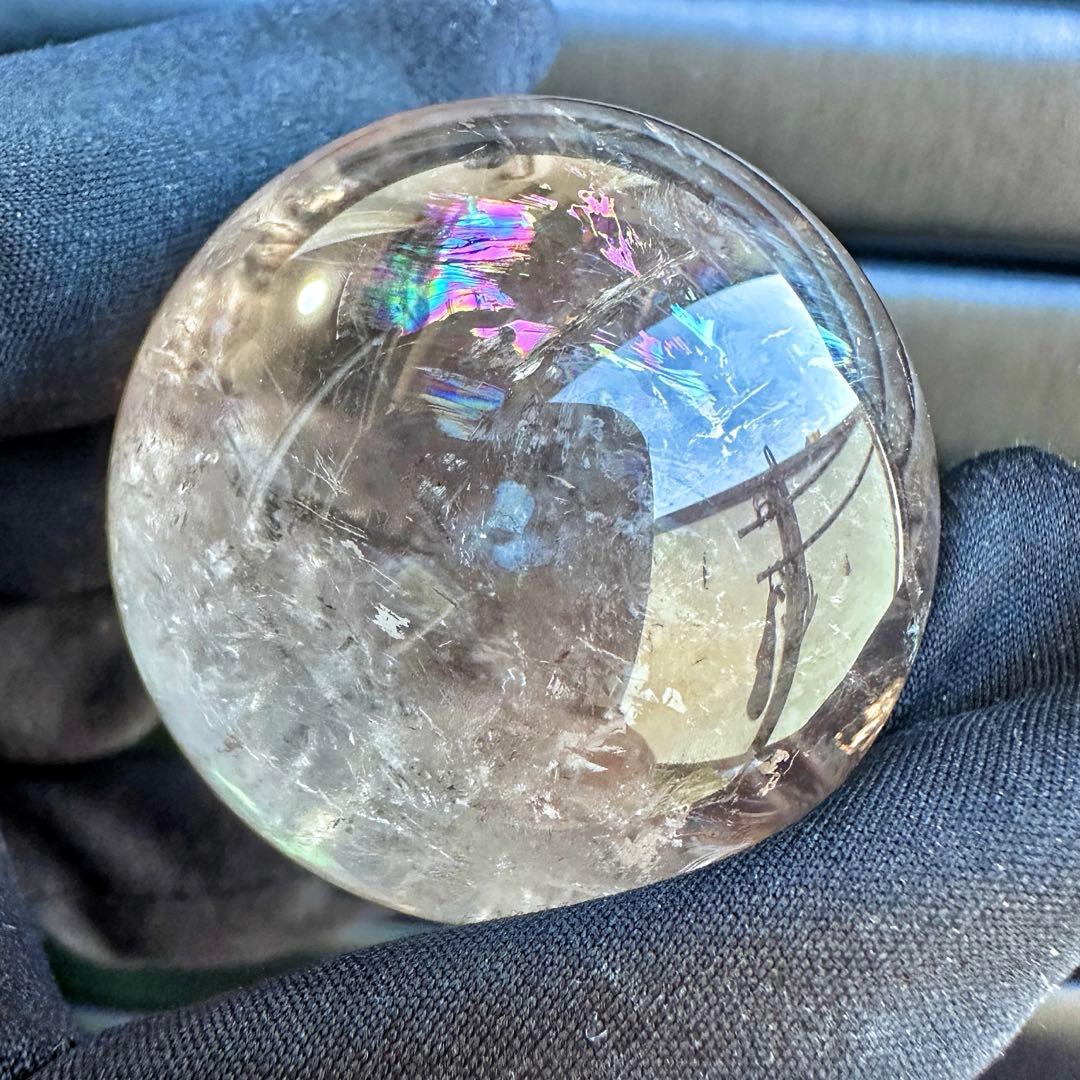 ラベンダー☆虹入り☆スモーキーアメジスト丸玉♡スフィア パワーストーンA1262