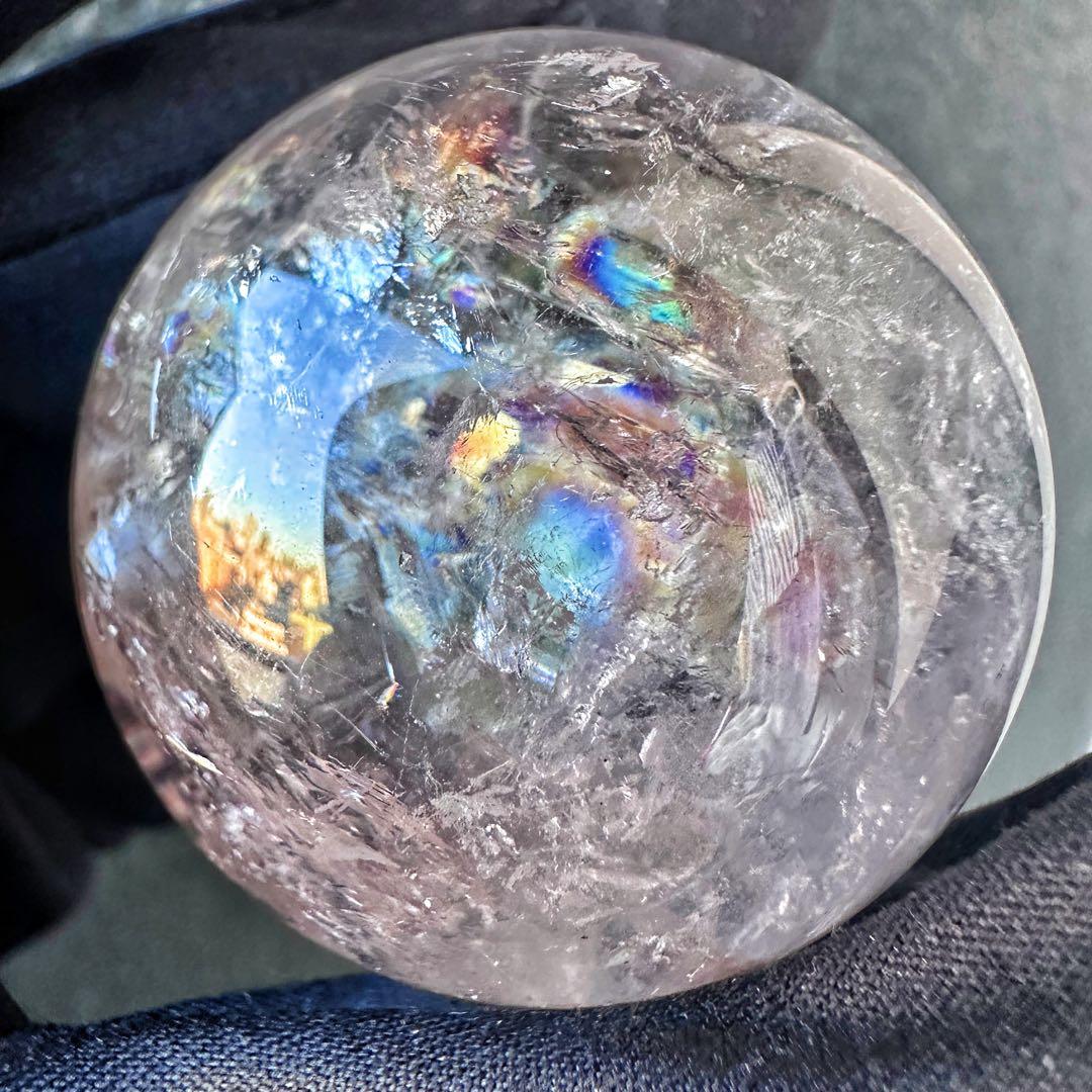 ラベンダー☆虹入り☆スモーキーアメジスト丸玉♡スフィア パワーストーンA1262