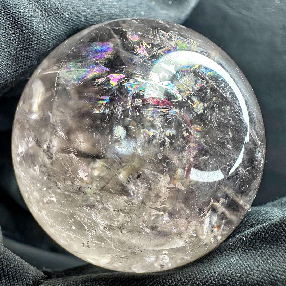 ラベンダー☆虹入り☆スモーキーアメジスト丸玉♡スフィア パワーストーンA1262