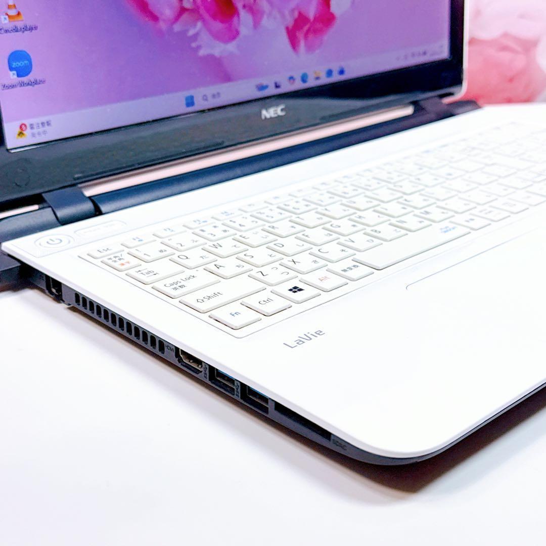 新品高速SSD✨windows11 ノートパソコン オフィス カメラ付薄型 白