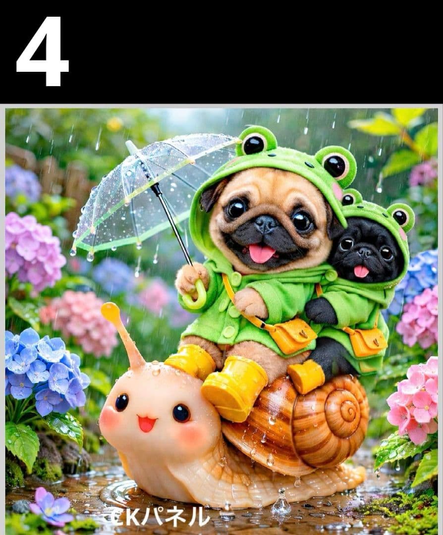 オーダーページ　ハンカチ522紫陽花カタツムリわんこ柄ハンドメイド3/9