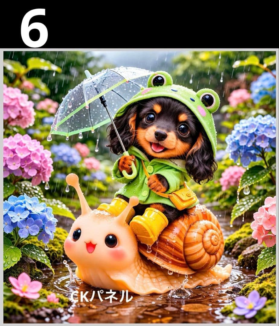 オーダーページ　ハンカチ522紫陽花カタツムリわんこ柄ハンドメイド3/9
