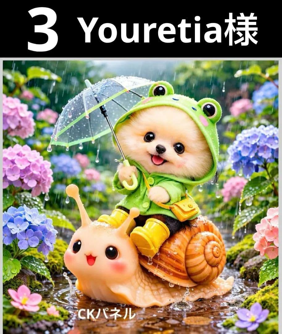 オーダーページ　ハンカチ522紫陽花カタツムリわんこ柄ハンドメイド3/9