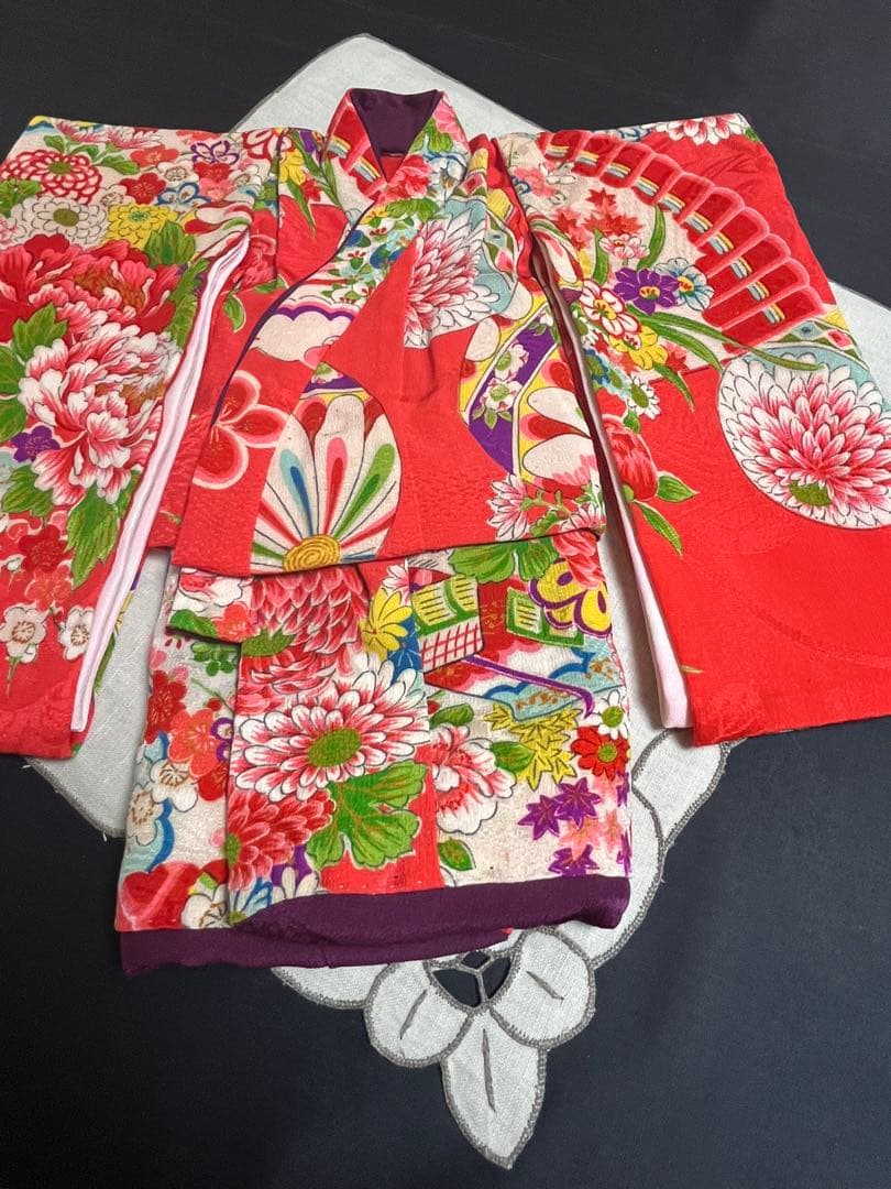 ▪️市松人形の着物 帯と被布のセット▪️8号▪️32cm 位用