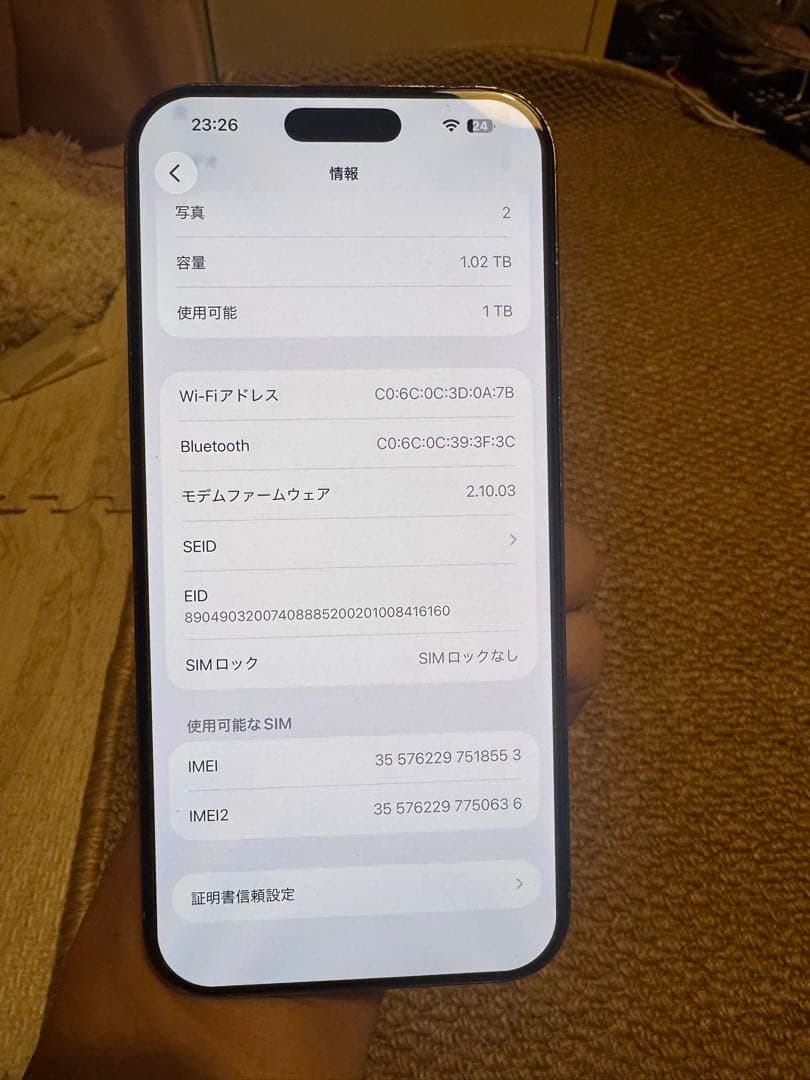 海外版 iPhone 16 Pro Max 1TB，美品，バッテリー100％