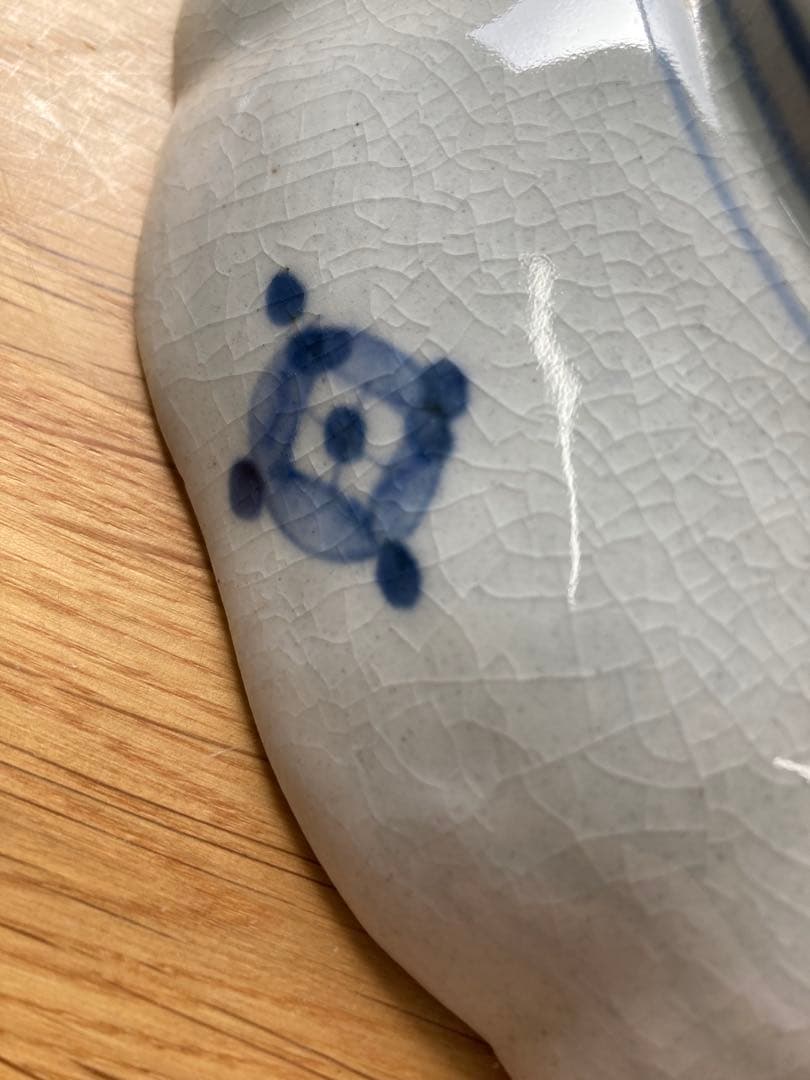 値下げ！古伊万里　染付　金彩　色絵　輪花中皿　山水画 骨董品　大皿　5枚セット