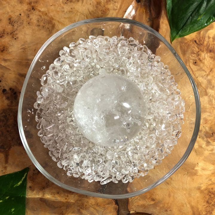 天然水晶玉 さざれ 日本製ガラス3点セット