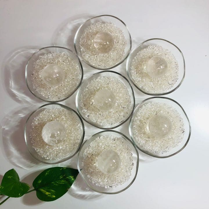 天然水晶玉 さざれ 日本製ガラス3点セット