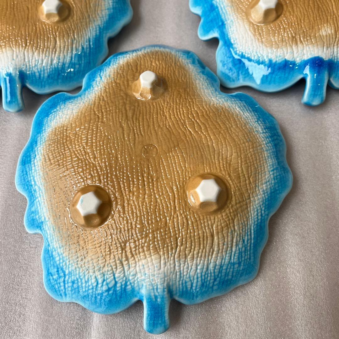 有田焼　滋山窯　青文趾　葉型焼物皿揃　中皿✖️5枚