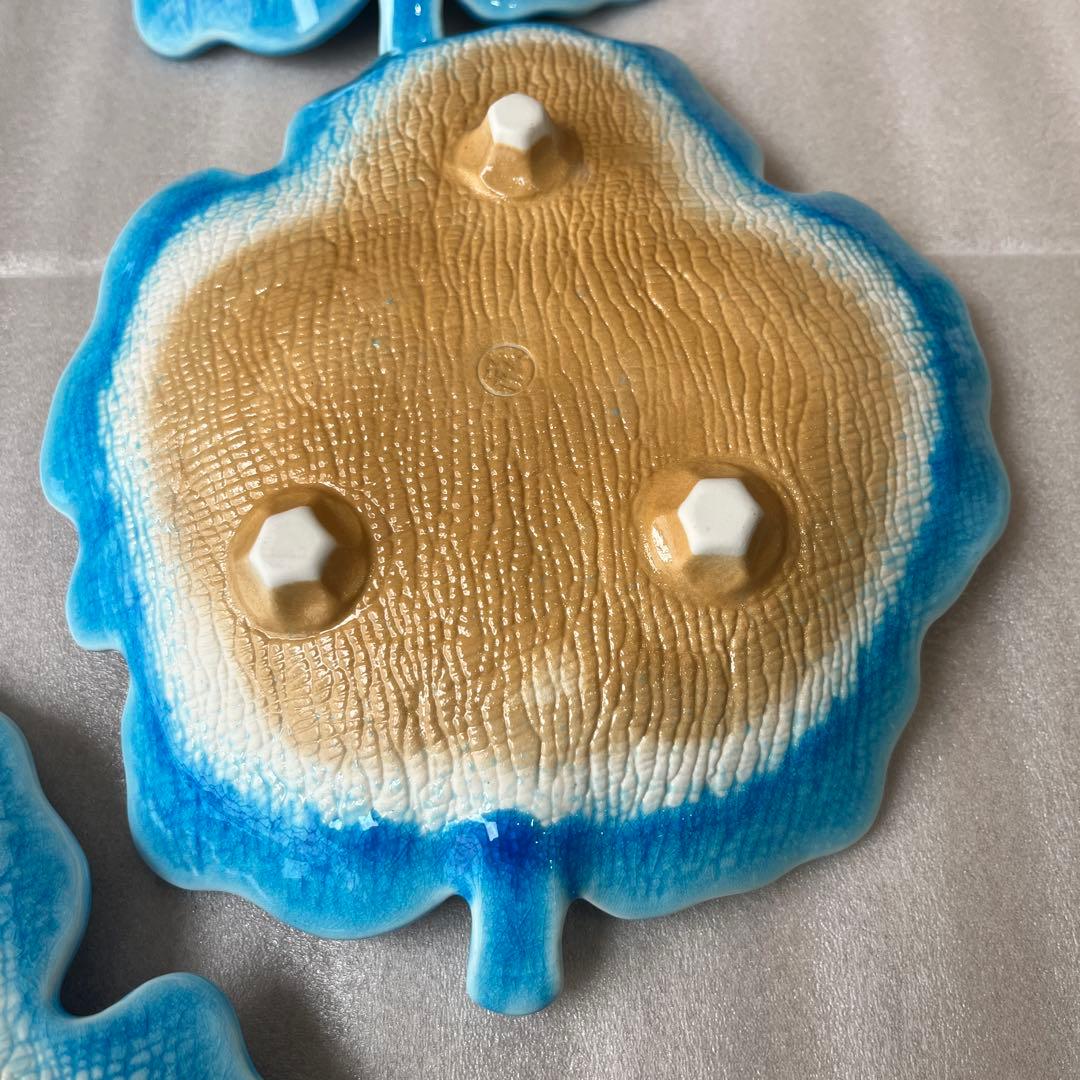 有田焼　滋山窯　青文趾　葉型焼物皿揃　中皿✖️5枚