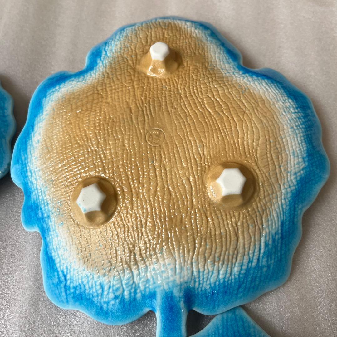 有田焼　滋山窯　青文趾　葉型焼物皿揃　中皿✖️5枚