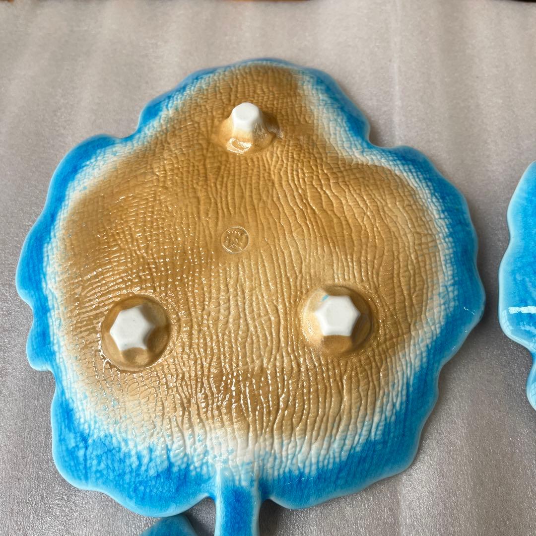 有田焼　滋山窯　青文趾　葉型焼物皿揃　中皿✖️5枚