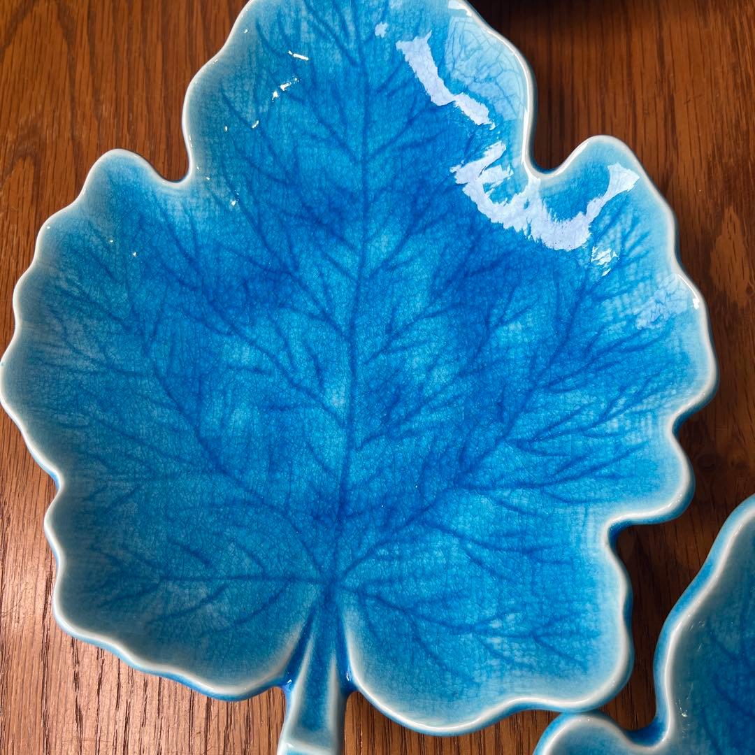 有田焼　滋山窯　青文趾　葉型焼物皿揃　中皿✖️5枚