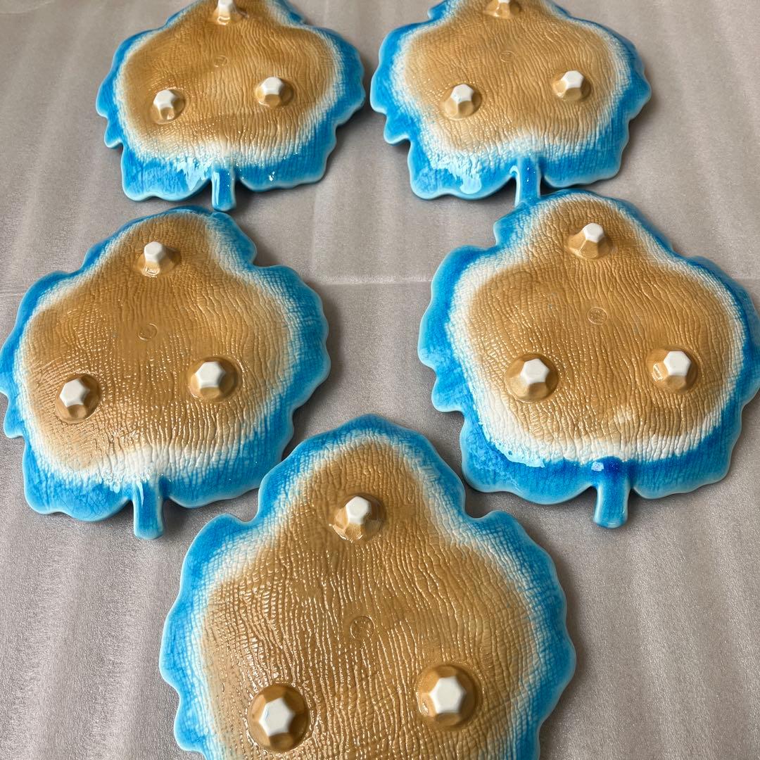 有田焼　滋山窯　青文趾　葉型焼物皿揃　中皿✖️5枚