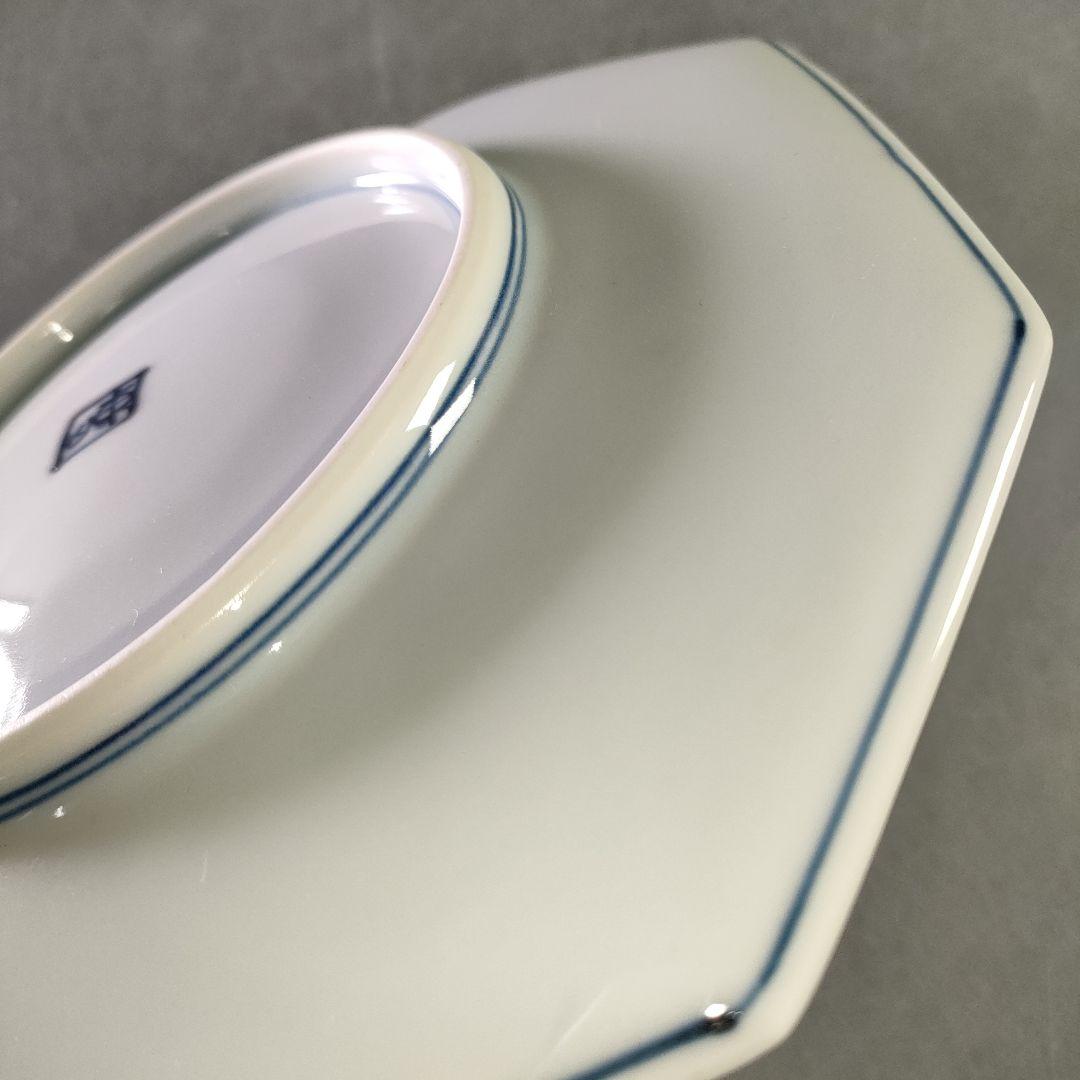 A1227-5/宮永東山 造/青華松竹梅文八角焼物皿5客/銘々皿/懐石道具/