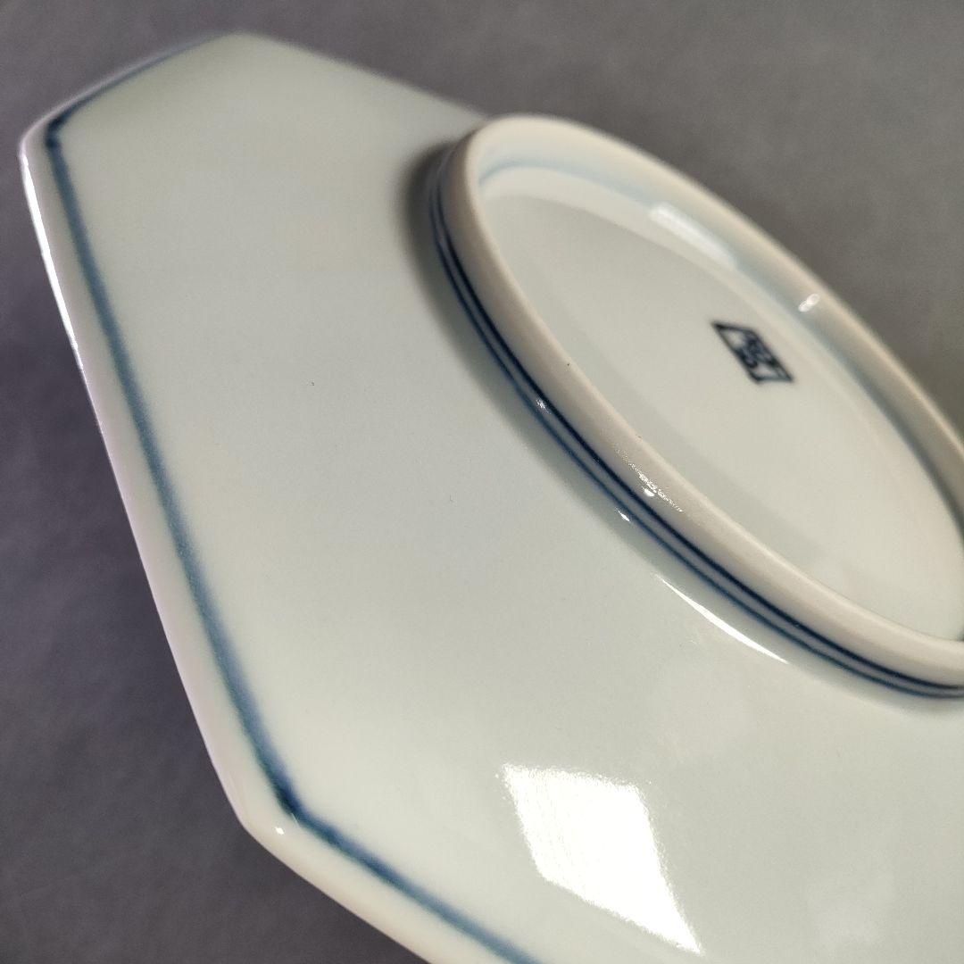 A1227-5/宮永東山 造/青華松竹梅文八角焼物皿5客/銘々皿/懐石道具/