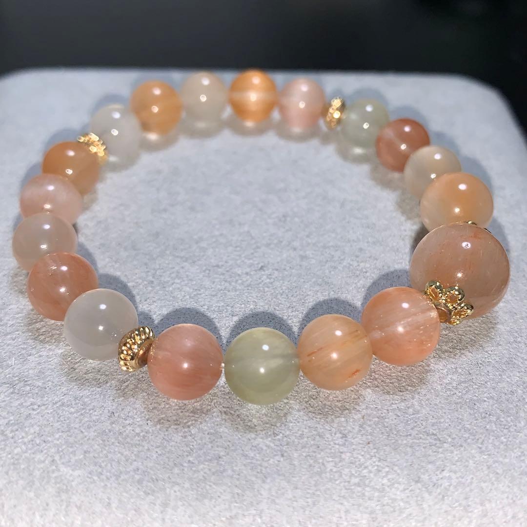 天然石 ルチルクォーツ ブレスレット キャッツアイ効果 ハンドメイド 一点物