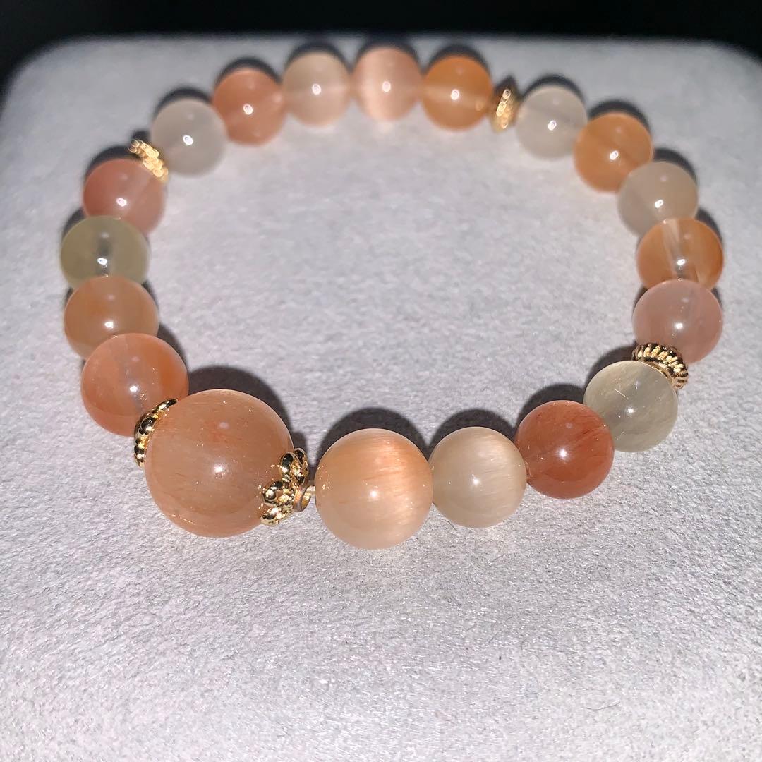天然石 ルチルクォーツ ブレスレット キャッツアイ効果 ハンドメイド 一点物