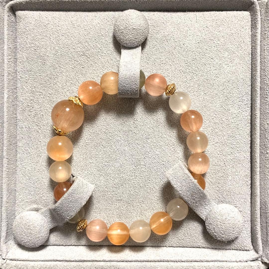 天然石 ルチルクォーツ ブレスレット キャッツアイ効果 ハンドメイド 一点物