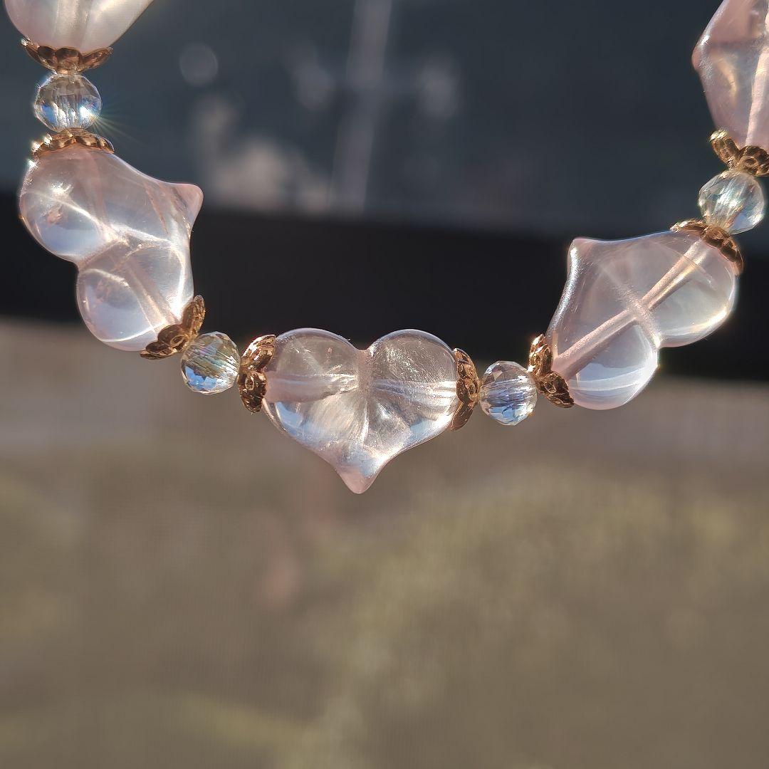 ご確認専用です♡スターちらほらローズクオーツ　ぷっくりハートブレス