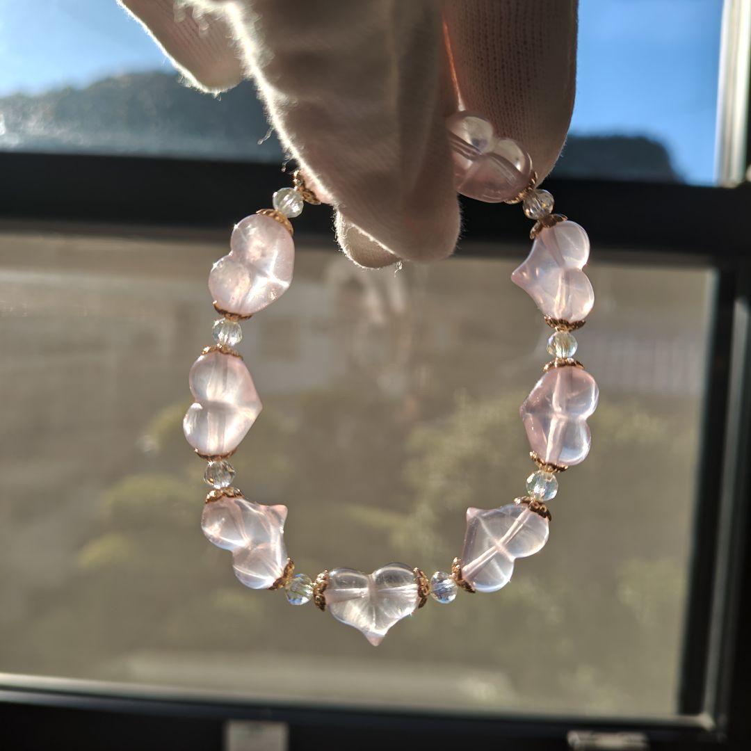 ご確認専用です♡スターちらほらローズクオーツ　ぷっくりハートブレス