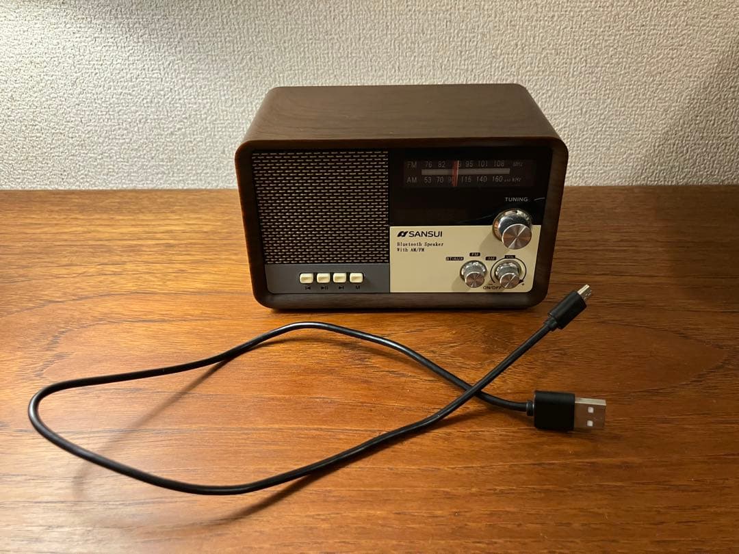 SANSUI Bluetoothラジオスピーカー ブラウン