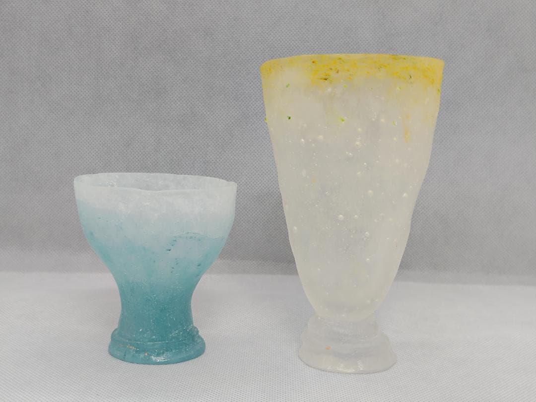 ガラス作家：能登朝奈　パート・ド・ヴェール　イエローのタンブラー