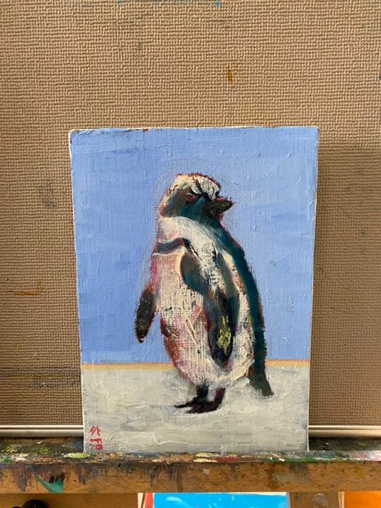 ペンギン　(油絵)