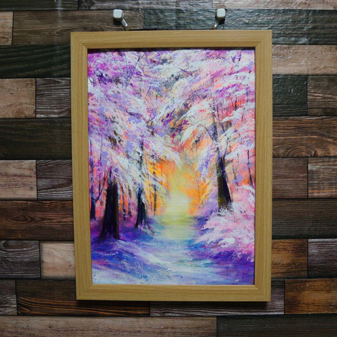 油絵 絵画 【冬の朝日】