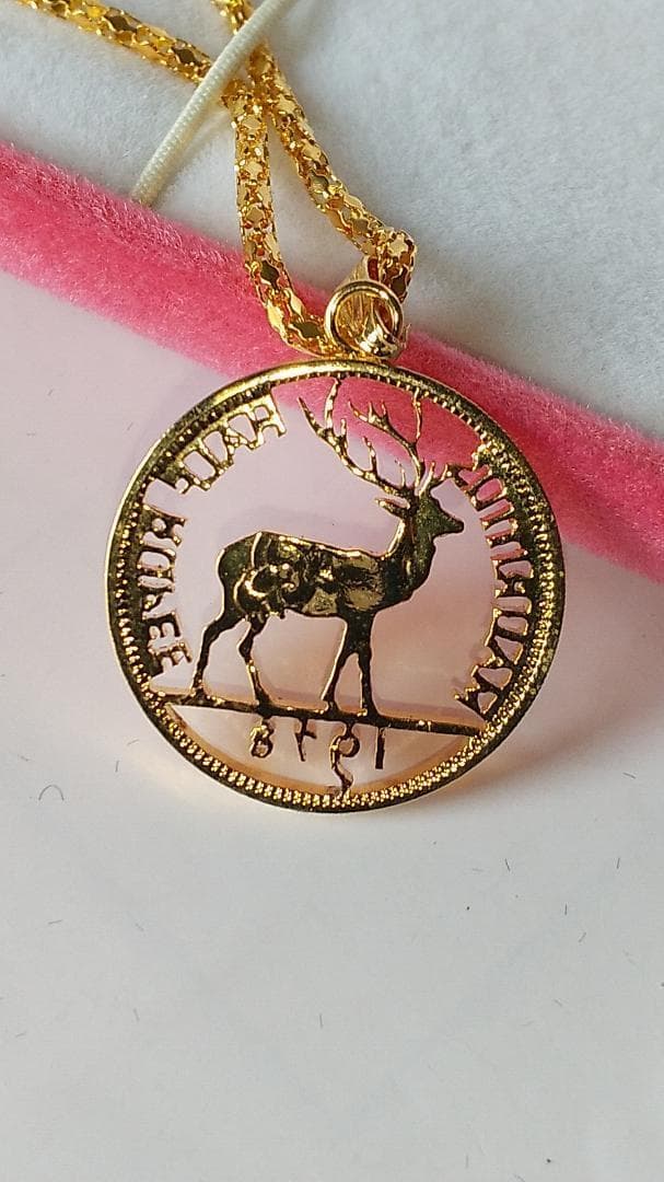 モーリシャス ハーフルピー カットアウト  ネックレス 金鍍金仕上 新品