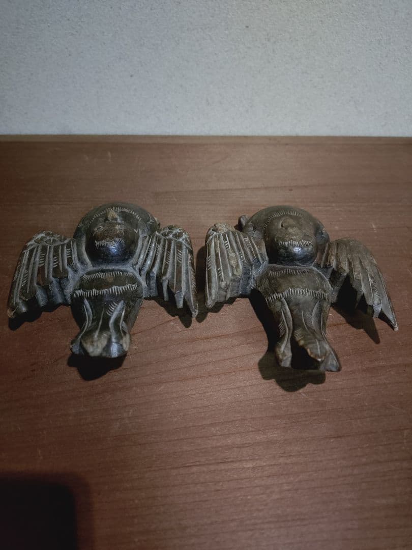 李朝後期 木彫 鳩 デコイ一対 木雁 奠雁 水鳥