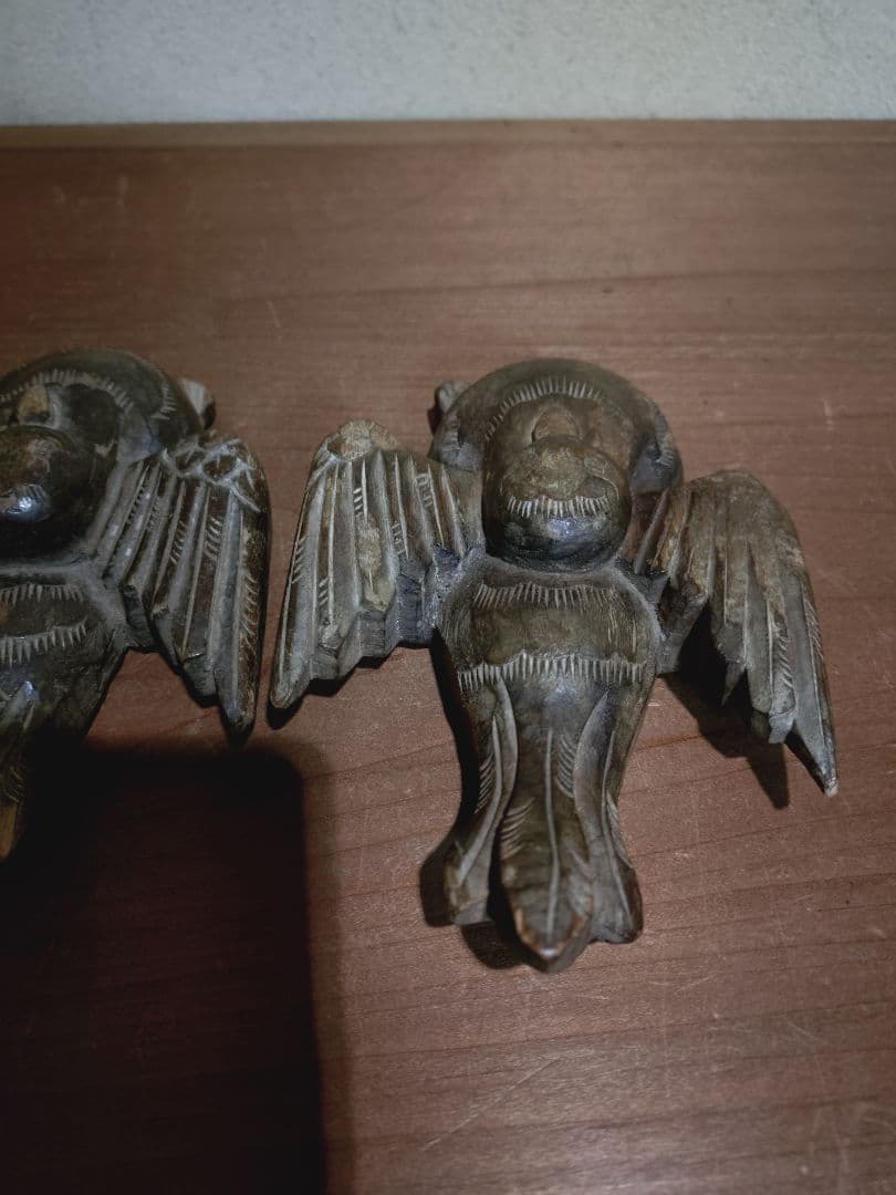 李朝後期 木彫 鳩 デコイ一対 木雁 奠雁 水鳥