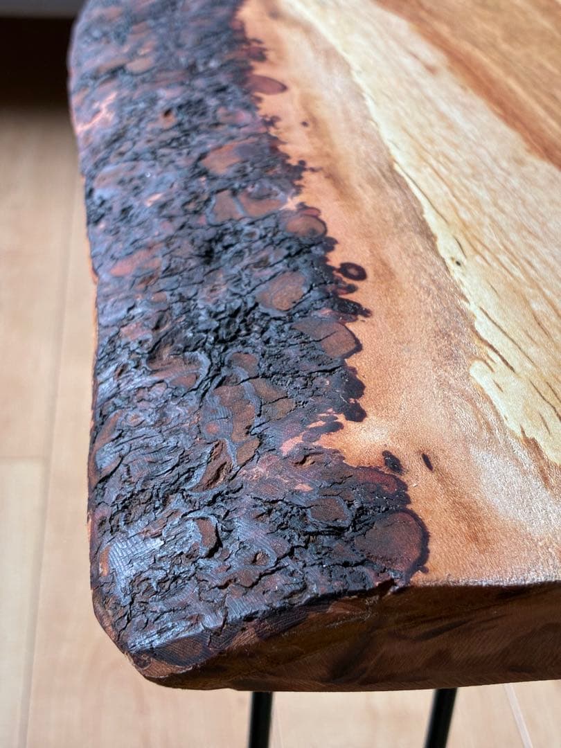 国産桜さくら【美しい色艶】無垢天然木一枚板 サイドテーブル　一点もの