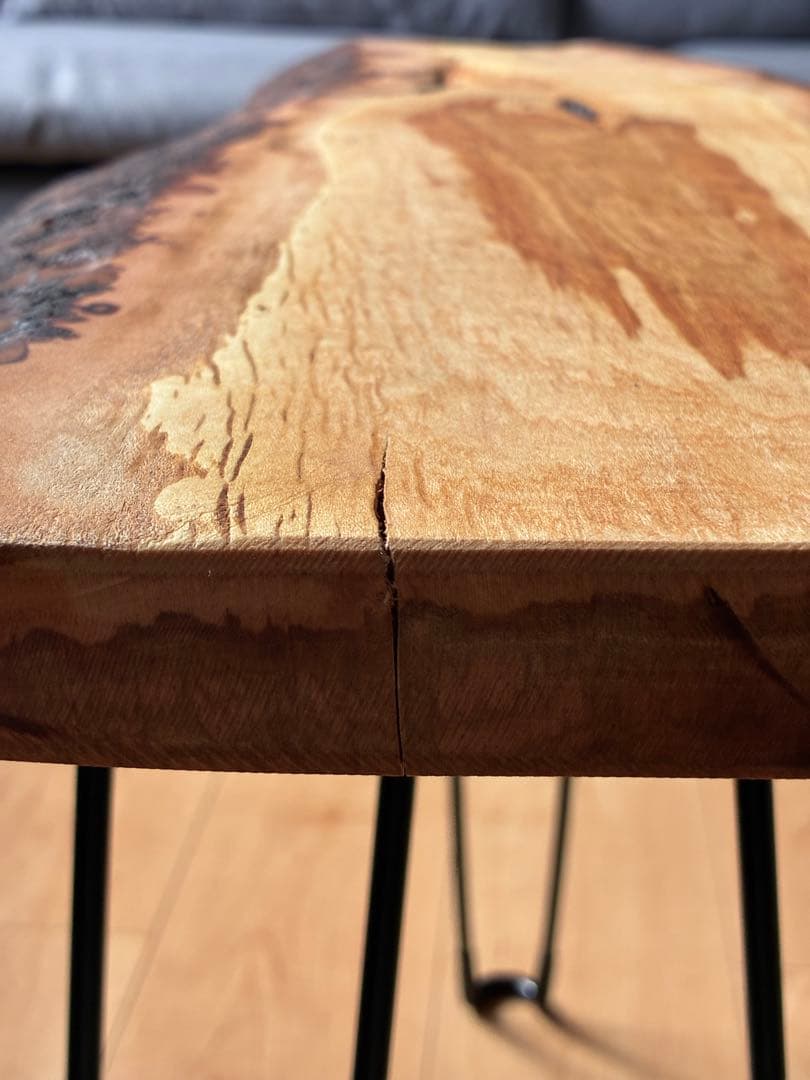 国産桜さくら【美しい色艶】無垢天然木一枚板 サイドテーブル　一点もの