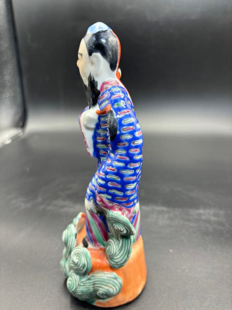 中国美術 古玩 色絵陶人形 陶器人形 高さ約18cm 置物 オブジェ 古董品