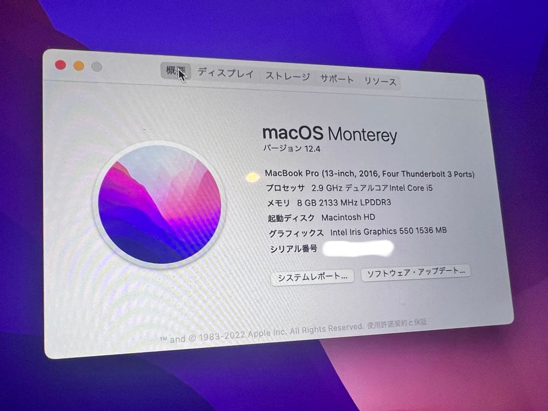 Apple MacBook Pro 2016 13インチ