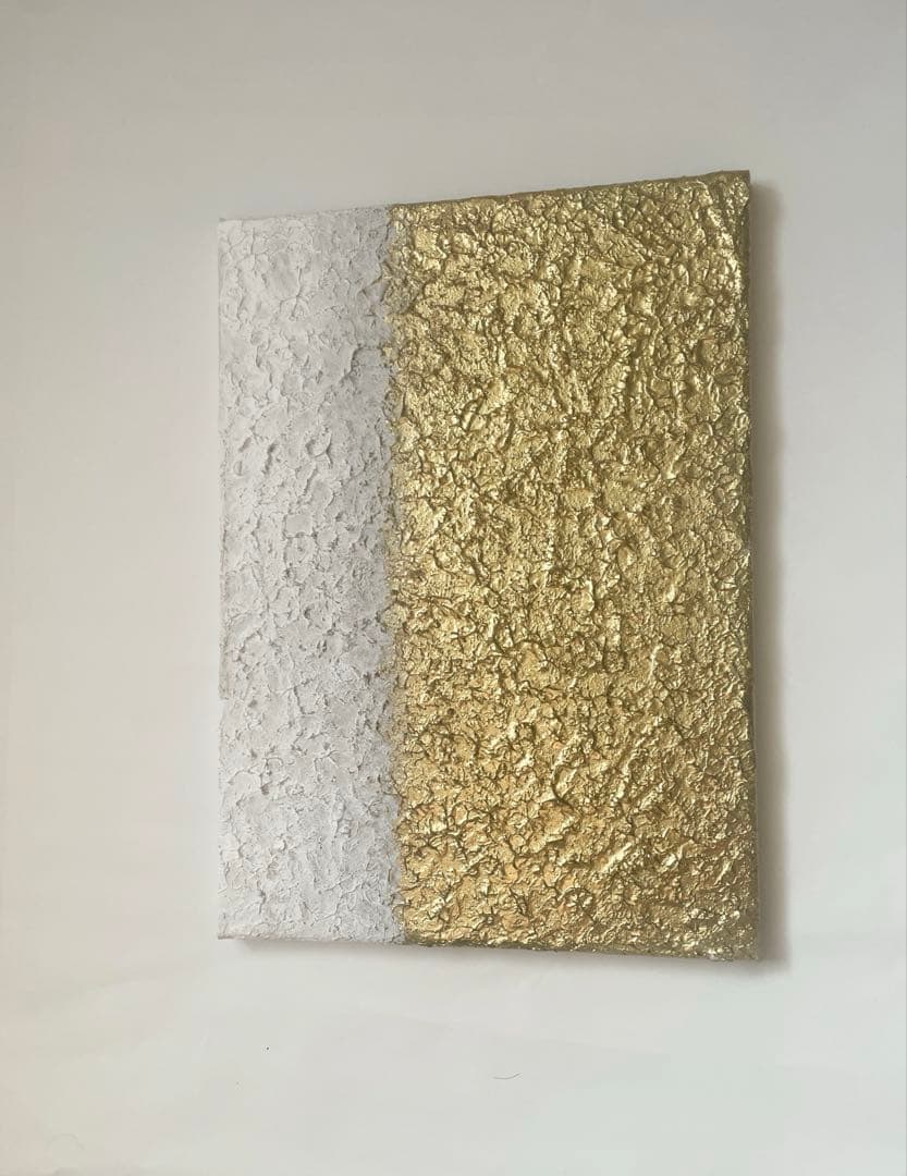 白×金テクスチャーアート｜ゴールドを大胆に重ねた抽象画 パネル 絵画 現代アート