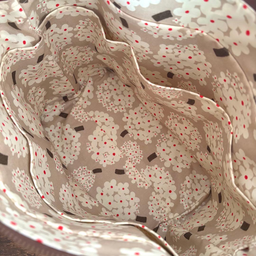 倉敷8号帆布あおりポケット付きトートバッグL ボルドー×ココア