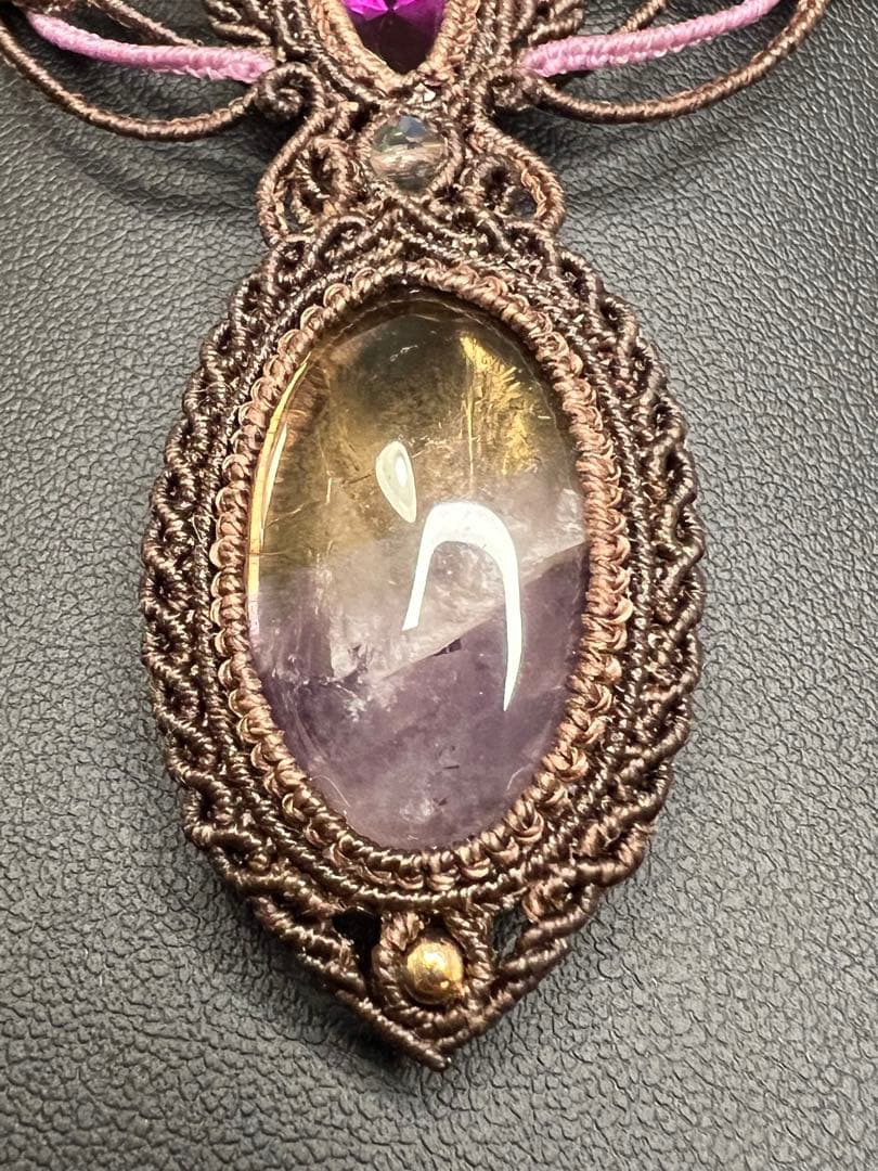 【handmade】マクラメ× アメトリン × アメシスト ネックレス