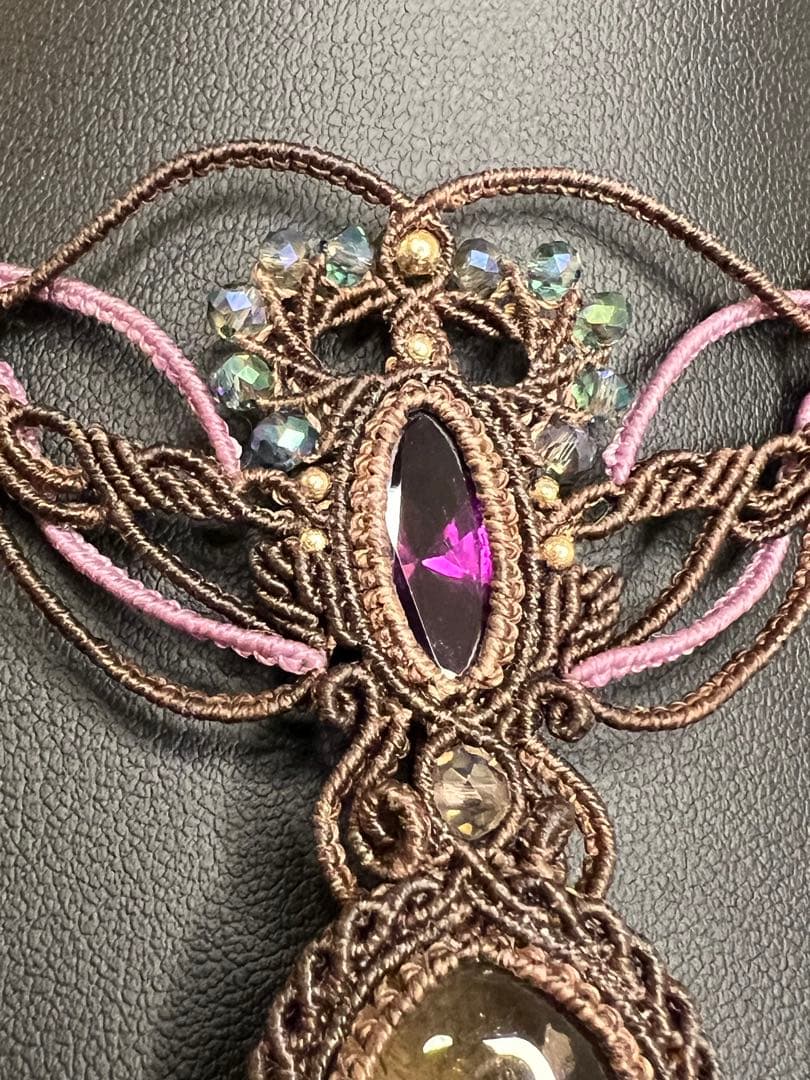 【handmade】マクラメ× アメトリン × アメシスト ネックレス