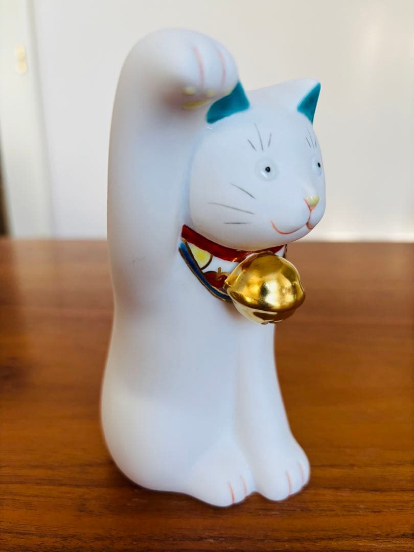 【新品未使用】上出長右衛門窯　招き猫　右手　左手　まねきねこ　白