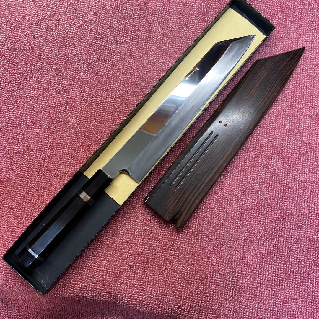 銀三　本焼き　切付包丁　270㎜ 9寸　黒檀鞘付き