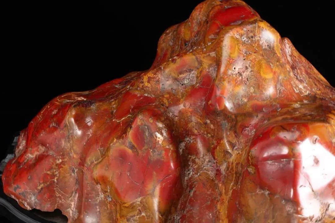 佐渡 赤玉石 赤石 黄色 鑑賞石 自然石 ジャスパー 台座付 大型25.2kg