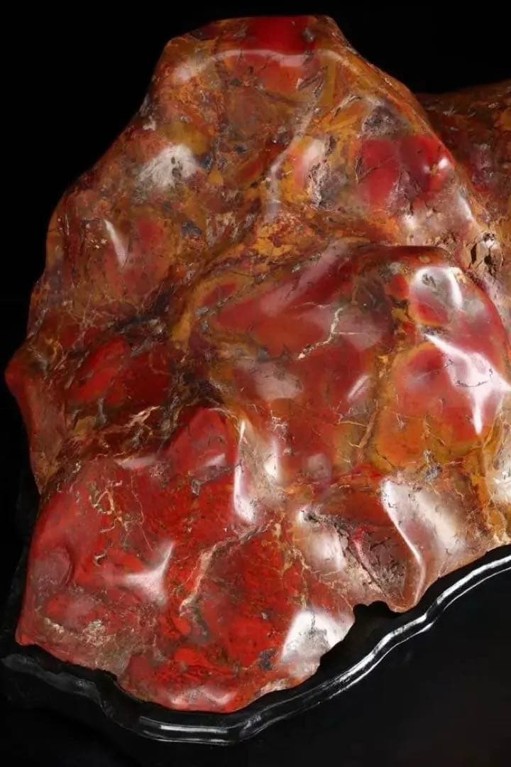 佐渡 赤玉石 赤石 黄色 鑑賞石 自然石 ジャスパー 台座付 大型25.2kg