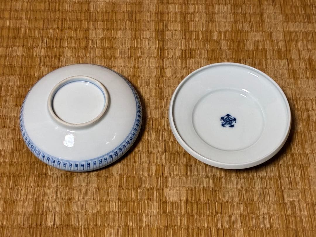 平戸焼 陶器 染付 蓋付き碗 煮物碗 銘あり 【嘉祥】五客揃い