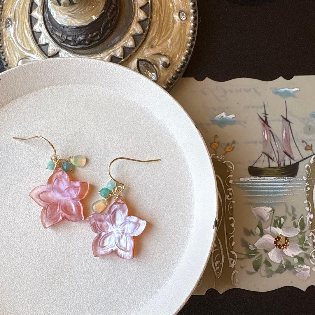 《jasmin♪様》カーネリアン&MOPプルメリアカービング＊チャーム