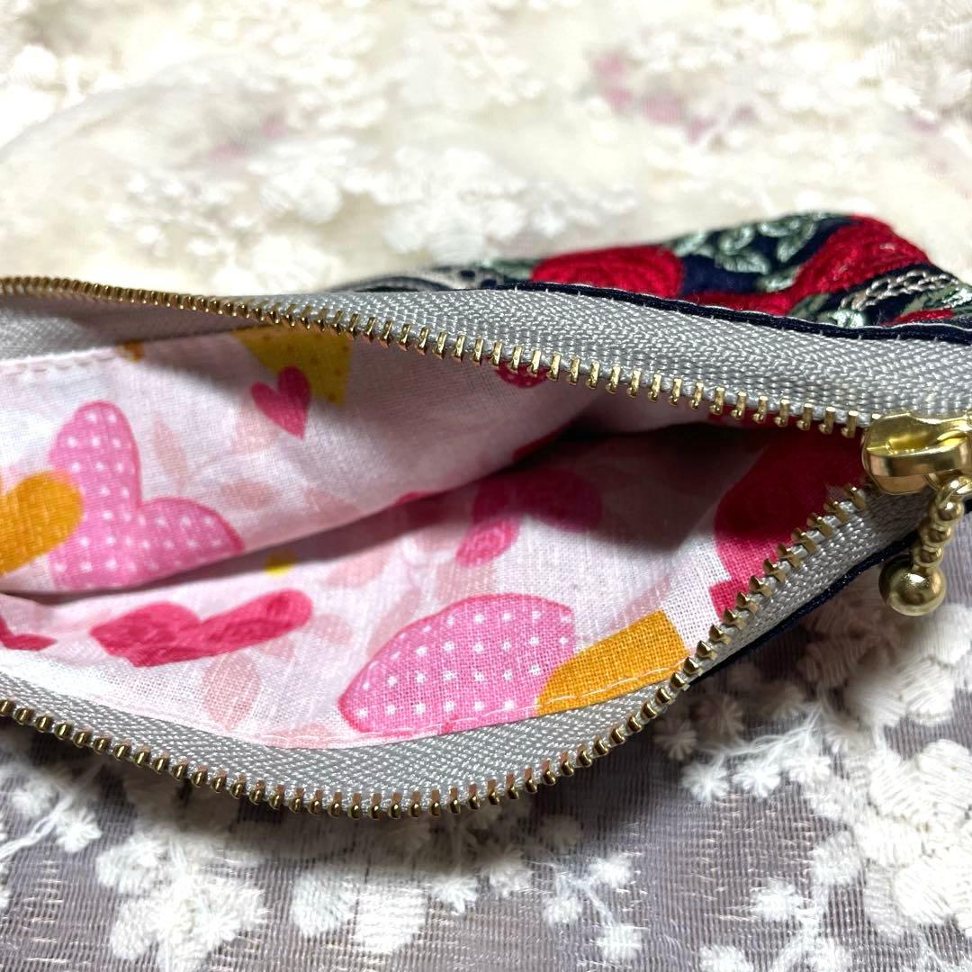 インド刺繍リボン ハンドメイドポーチ アリス